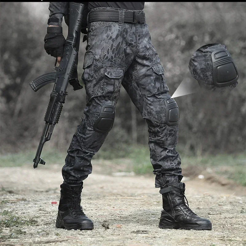 Hiking Pants Outdoor Training Clothes Men Hunting Pants with Knee Pads Airsoft Tactical Cargo Pants Hiking Trousers Paintball Clothing