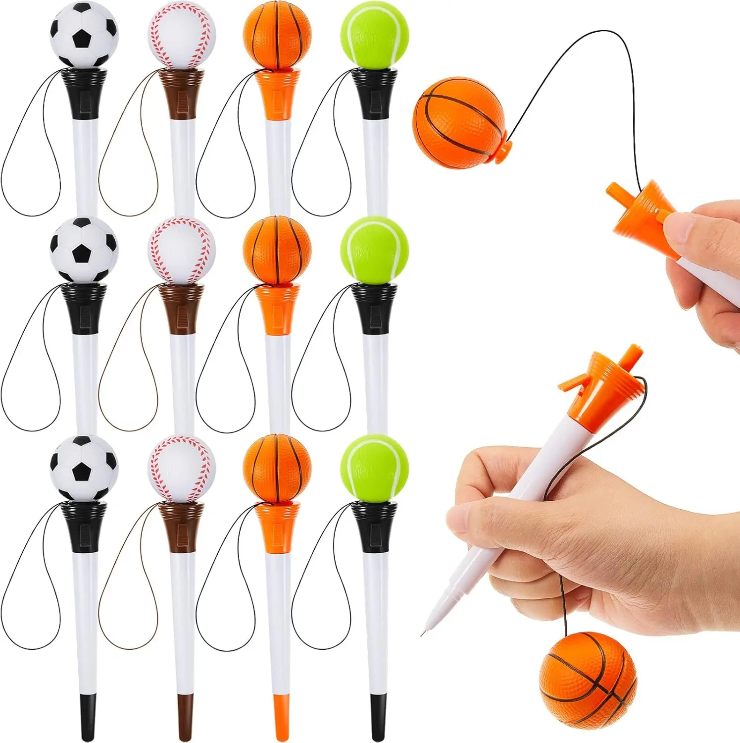 Monking Funny Pens Basketball Football Rugby Gel Ink Pens Jumping Design Decompression Pen for Birthday School Party Supplies gel pens,ballpoint pen,multifunction ballpoint pen,multifunctional pen,ball point pen,stress relief pen