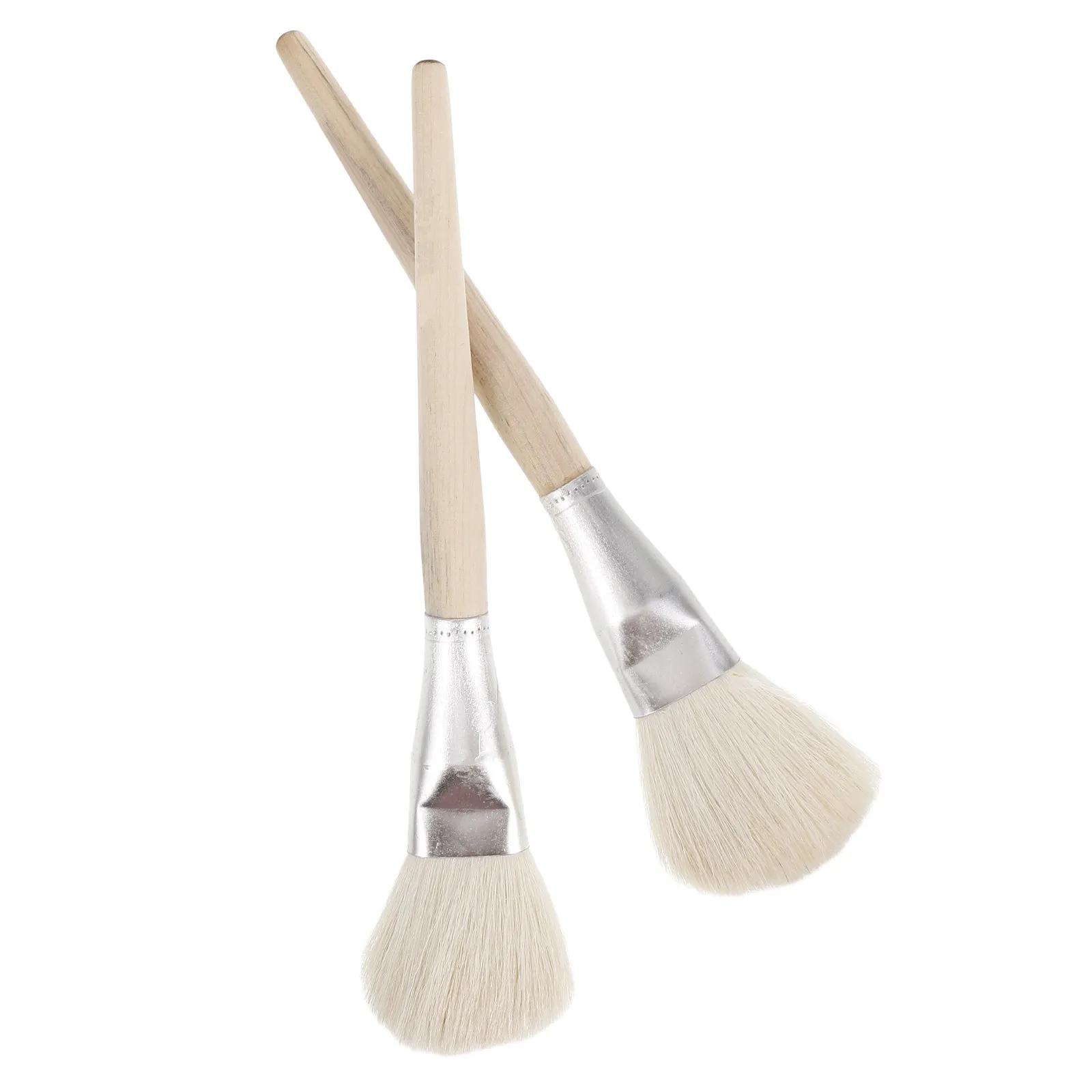 2Pcs 양모 페인팅 브러쉬 아크릴 페인팅을위한 부드러운 나무 손잡이 유리 세라믹 공예 스텐실 디테일링 브러쉬 페인트 브러쉬