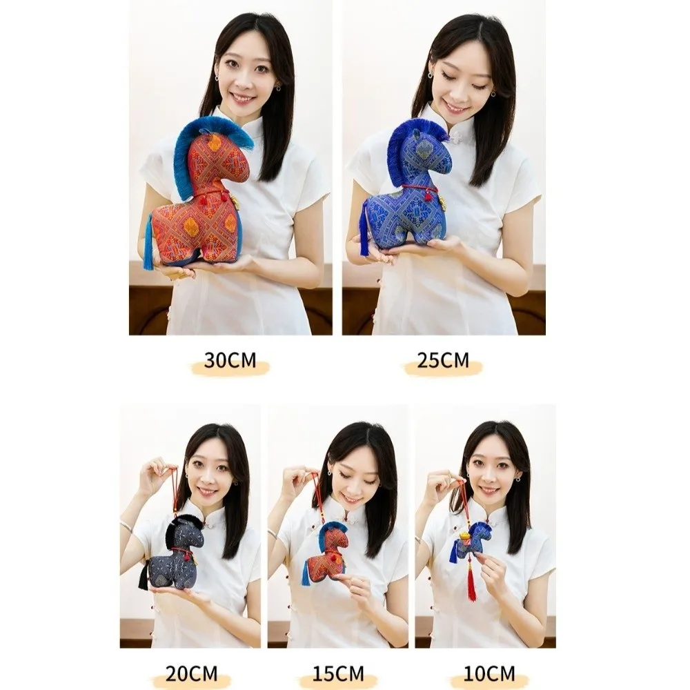 New Year Chinese Style Horse Fabric Material Texture Pony Decor Tassel Tail Horse Cultural Display