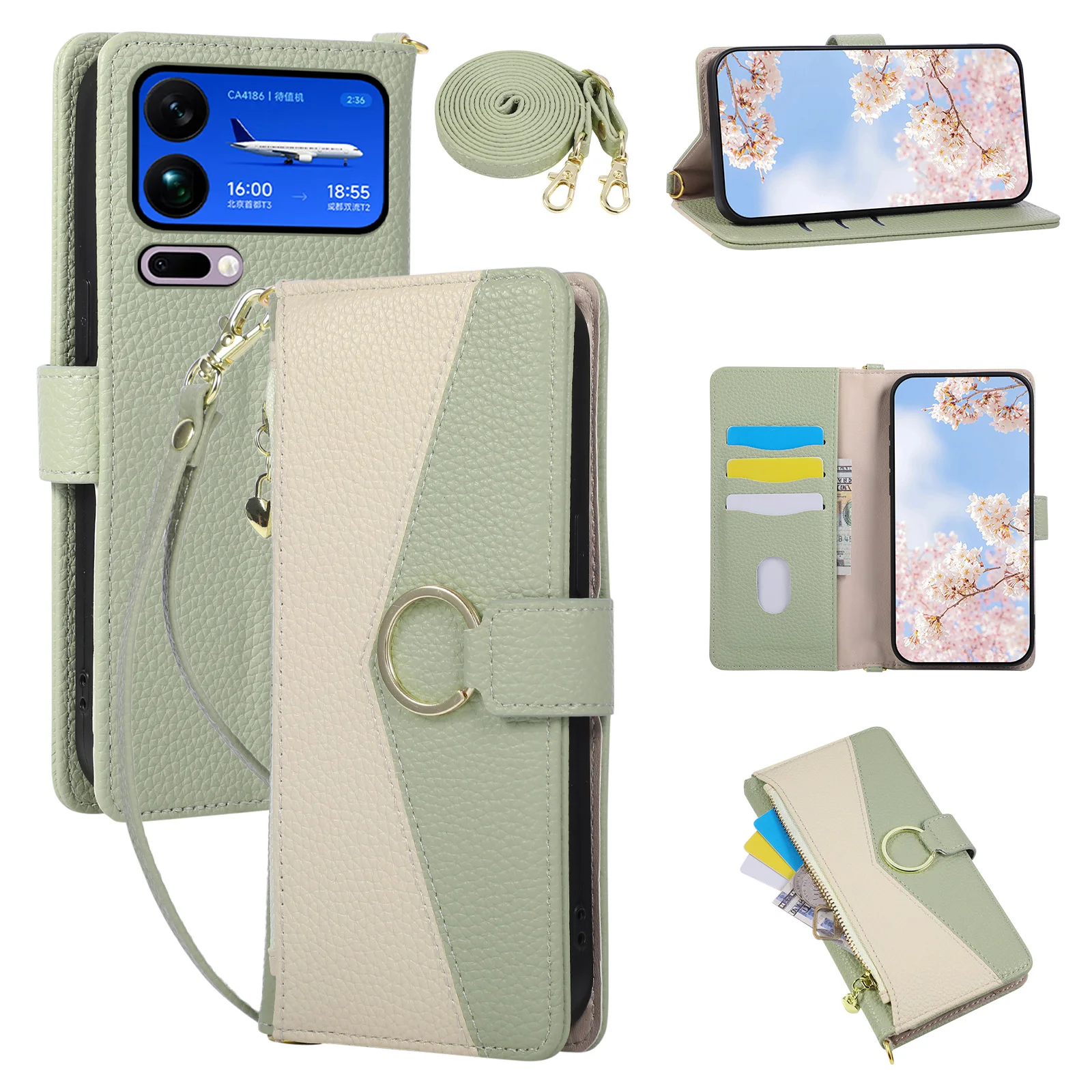 Crossbody Leather Wallet Case with Stand Feature - Premium Phone Cover