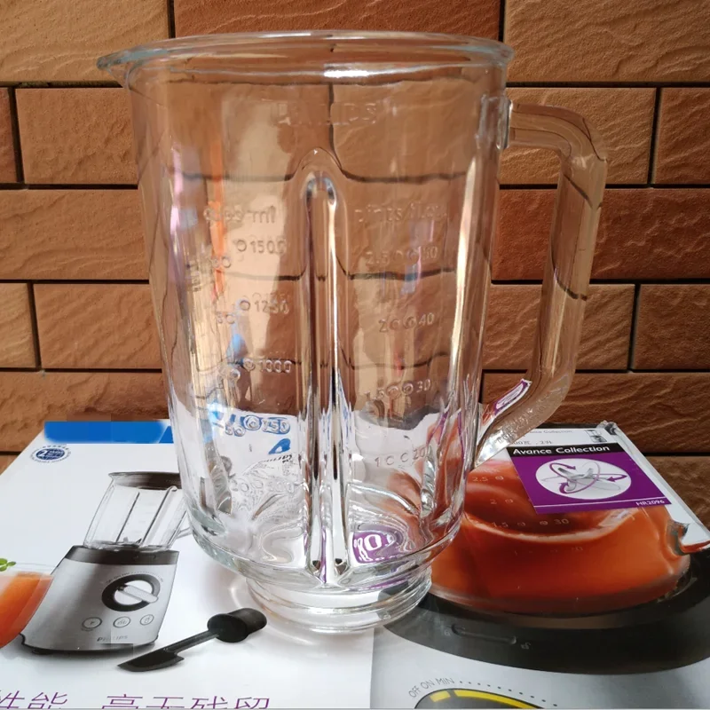 Blender Jar Glass Cup Suitable for PHILIPS HR2095 HR2093 HR2096 HR2195 HR2196 Blender Spare Parts Accessories Replacement