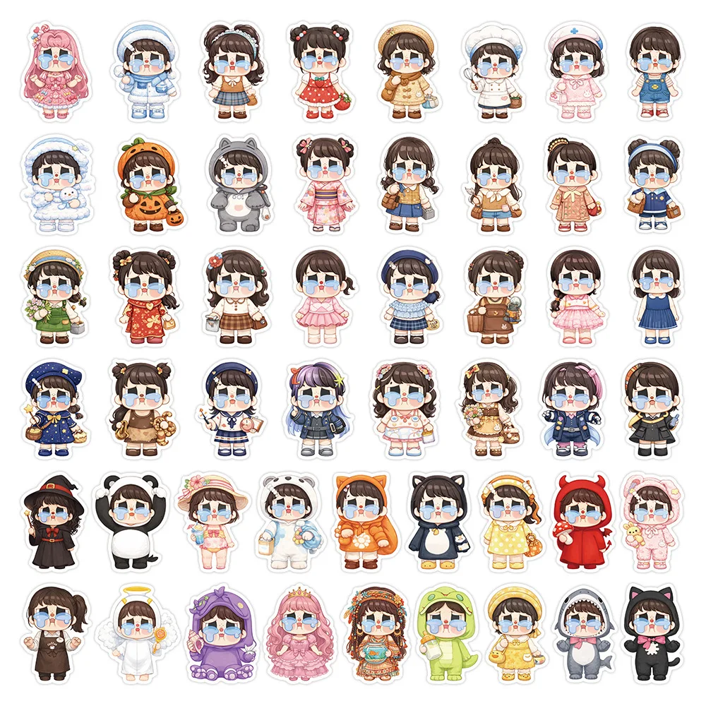 50/100Pcs 귀여운 애니메이션 Crybaby 낙서 스티커, 자체 접착 방수, DIY 스크랩북, 전화 노트북 파일 폴더 보관함 용