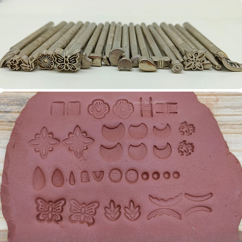Alloy material pottery flower shape printing tool DIY handwork making creative ceramic handicraft embosse rubbing auxiliary tool