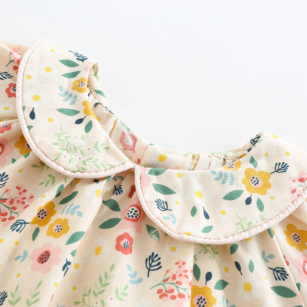 Girls Lapel Blouse Floral Shirt Long-Sleeve Spring Fall Cotton Flower Blouses Children Girl Peter Collar Tops Kids Clothes baby girl clothes,kids bottoming shirt