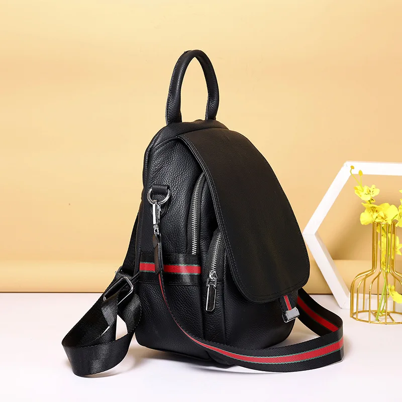 Fashion genuine leather women's backpack cowhide shoulder bag simple travel backpack casual student school bag for girls