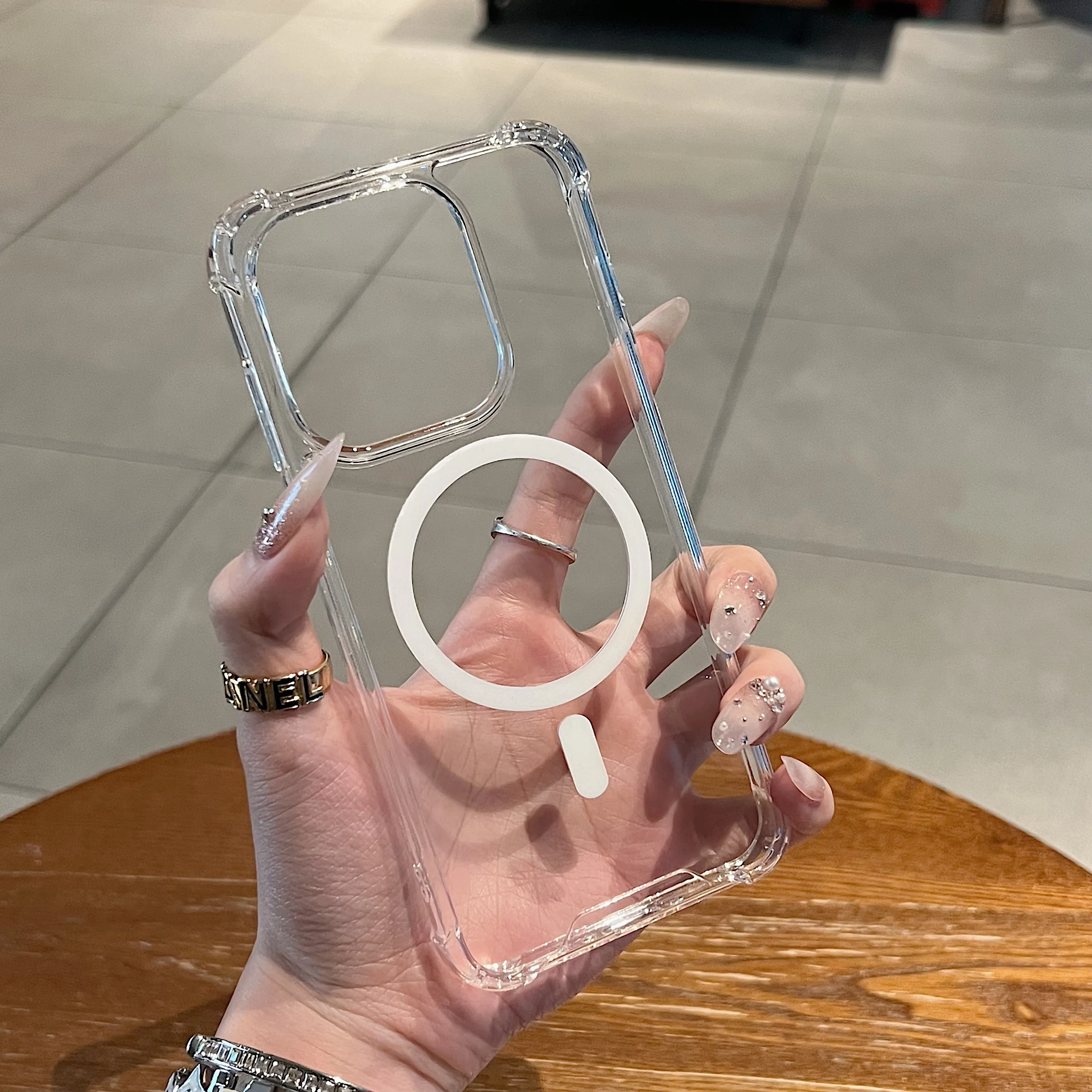 Crystal Clear Magnetic Shockproof Phone Case with Wireless Charging Support