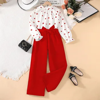 Children's Clothes Spring Love Printed Long Sleeve Little Girl Clothes Kids Korean Style Suit Layettes For Newborns 3