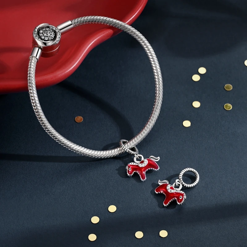 Neue Charms-Perlen aus 925er-Sterlingsilber, Pferd, Bär, Ente, Drache, Anhänger, passend für Original-Armbänder, Halsketten für Frauen, DIY-Schmuck, Geschenk – Detail 9