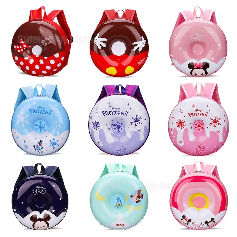Disney Mickey Minnie Donut Backpack New Cute Cartoon Creative High Capacity Students Children Kindergarten Schoolbag Kids Gifts