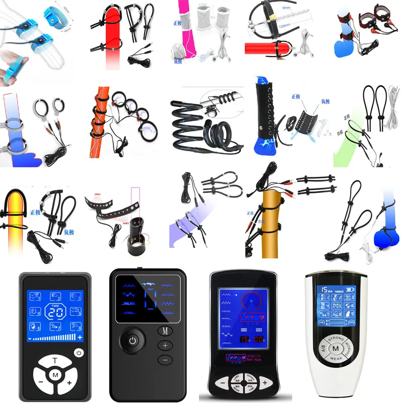 Electric Shock Penis Plug Cockring Chastity Cage ,Electric Sex Glan Trainer, E-stim Electroshock Host Bdsm Toy for Men