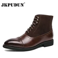 Luxury Men Retro Ankle Boots Designer Office Formal Dress Shoes Men's Dress Boots for Men Pointed Toe Boots Casual Botas Hombre