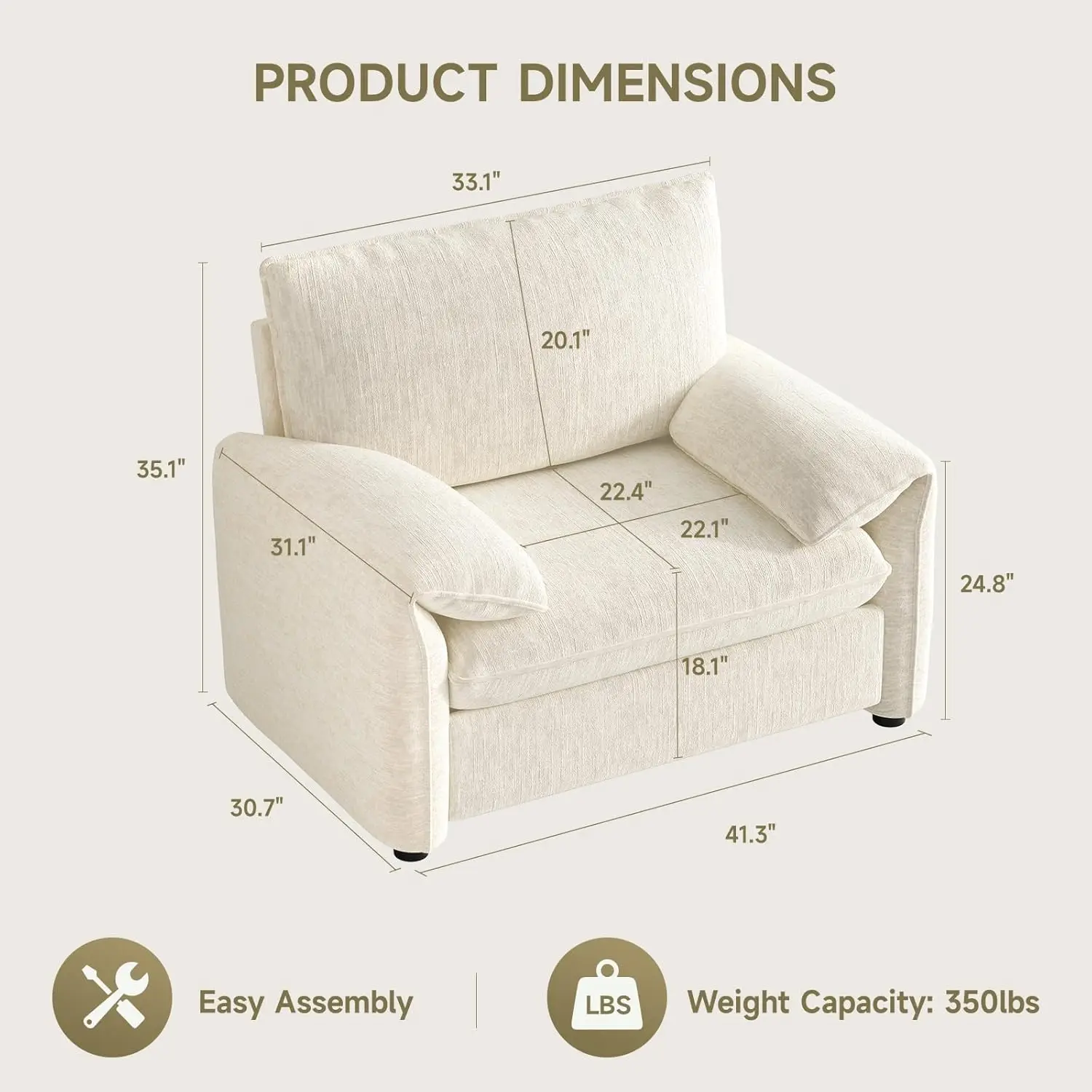 Komorebi Plush Chenille High-Back Lounge Chair Japandi style reading chair