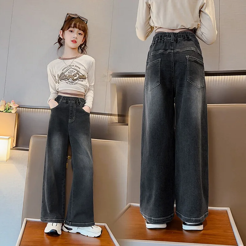 150cm Petite Short Girls Black Grey Jeans Women Low Waist Denim Trouser Straight  Wide Leg XS Cropped Length 88cm Basics Casual - AliExpress
