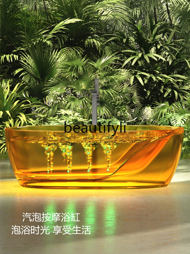 Travel Home Transparent Resin Jacuzzi Freestanding Smart Bubble Surf Bubble Double Bath 3