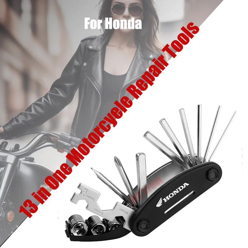 

Набор инструментов для ремонта велосипедов Honda 13 в 1, комплект инструментов с шестигранным циклом, отвертка, гаечный ключ, черный