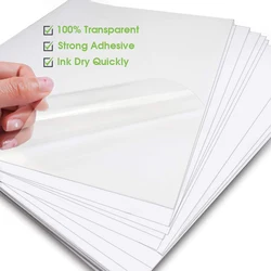 Pack of 10 Transparent A4 Vinyl Sticker Sheets - Self - Adhesive and Printable (10 Sheets)