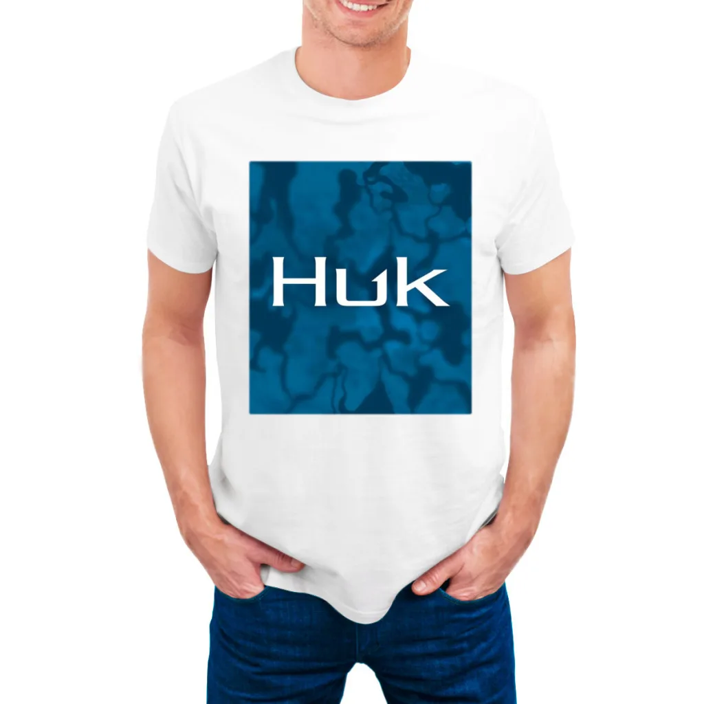 

huk T Shirt For Men Summer Cotton Tops Solid Colors Tshirts O-neck Men Clothing Size XS to 3XL