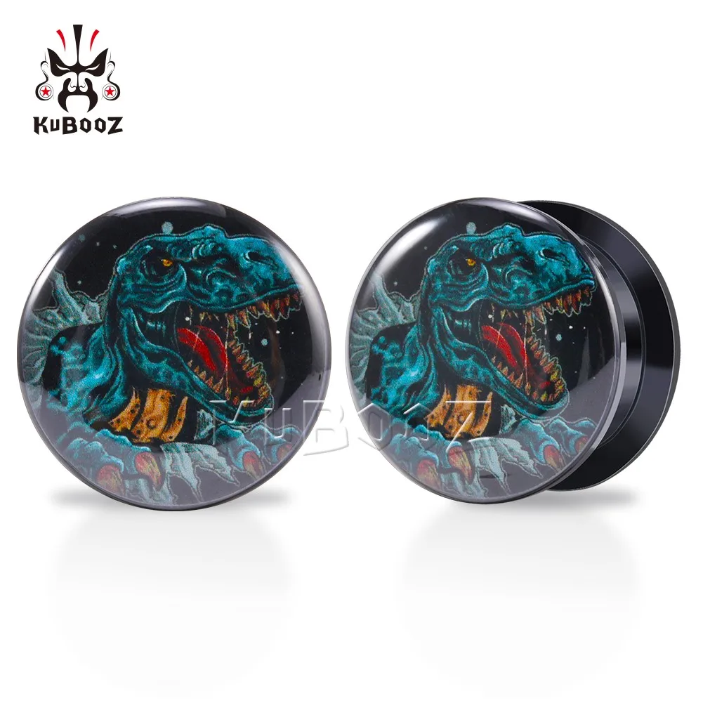 Kubooz Trend Acrilico Tyrannosaurus Rex Ear Tunnel Plugs Orecchino Piercing Calibri Gioielli Per Il Corpo Barelle Espansori 6-30Mm 2 Pezzi