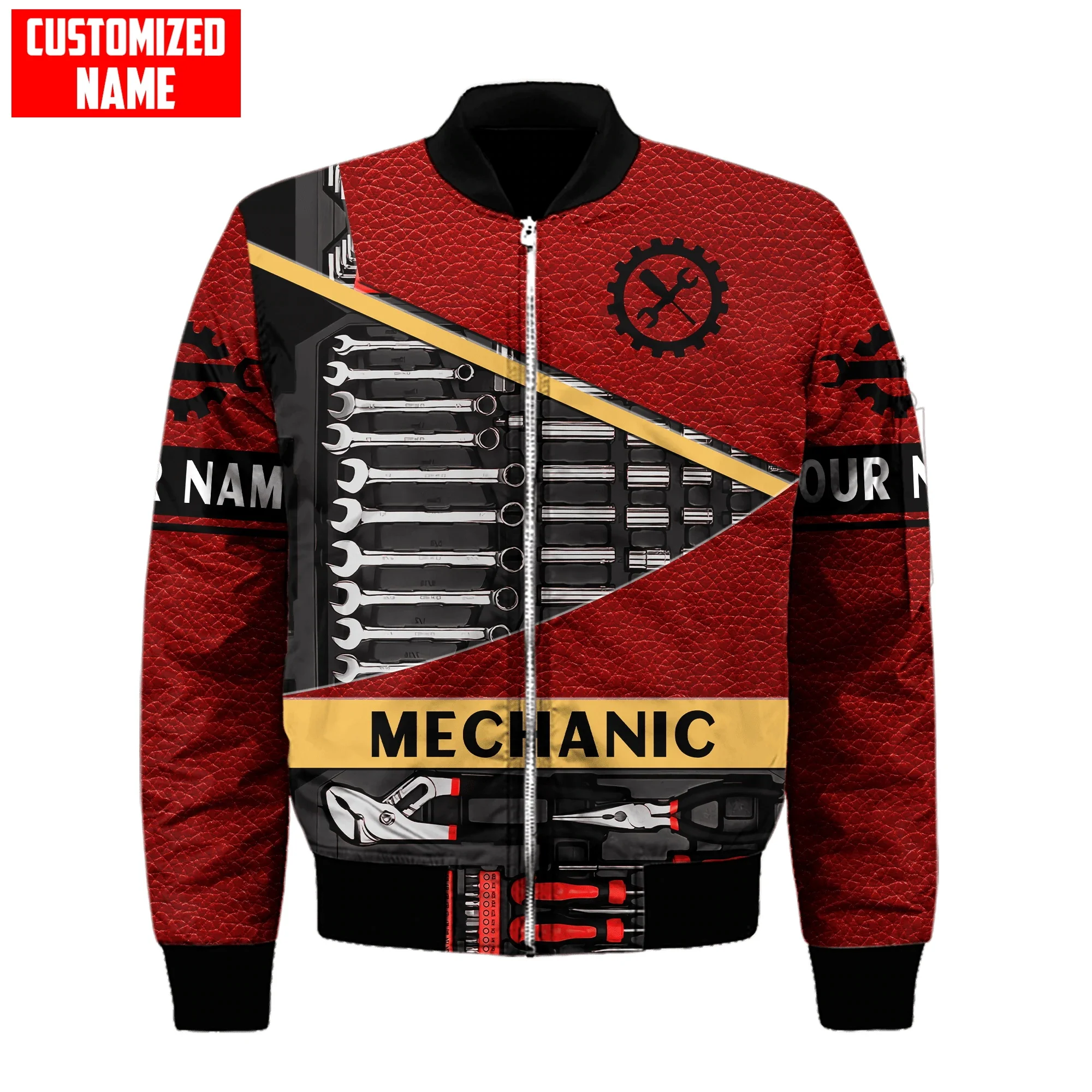 Winter Fashion Men's Bomber Jacket Personalized Name Mechanic 3D Printed warm zipper Jacket casual unisex overcoat coat FX-14