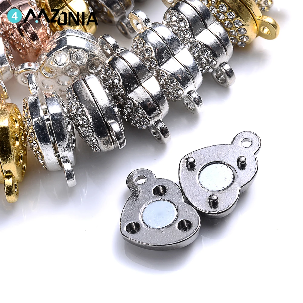 5Pcs Heart Rhinestone Magnetic Clasp Hook for DIY Bracelet Necklace Chain #A 