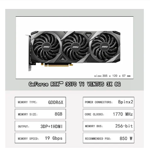 MSI GeForce RTX 3070 Ti Ventus/Gaming Trio/Suprim 2