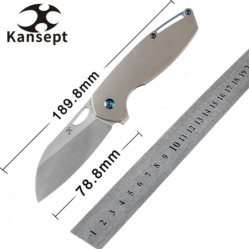 

Модель 6 складных ножей kanseven из овчины K1022B5, сатиновое лезвие из искусственной кожи с бронзовой потертой камнями, анодированная титановая ручка для повседневного использования