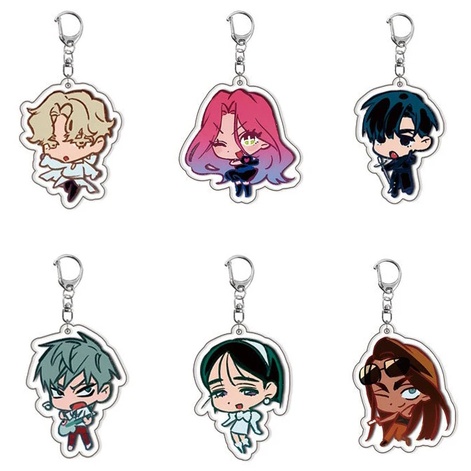 6 teile/satz Anime Alien Bühne Schlüsselbund Mann Schlüssel Kette für Zubehör Nette Tasche Anhänger Schlüssel Ring Acryl Cartoon für großhandel