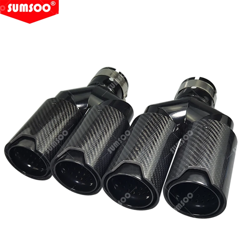 Genuine SUMSOO Y style outlet 80 Double Muffler Tips Universal M performance Carbon Fiber Exhaust Tips End Pipes for BMW Series