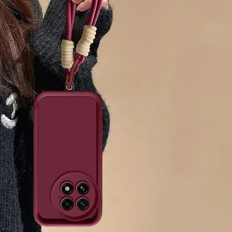 Silicone Case with Lanyard Wrist Strap - Solid Color Cover