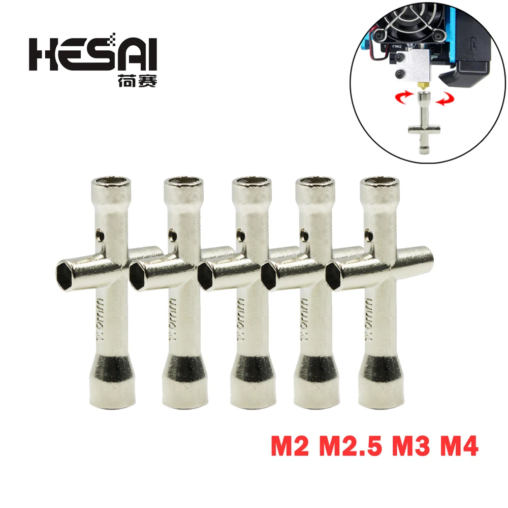 

1/3/5PCS M2 M2.5 M3 M4 3D Printing Nozzles Wrench Screw Nut Hexagonal Cross Mini Wrench Spanner Maintenance Tool 4 Size