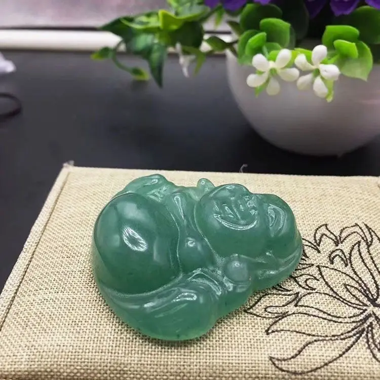 Genuine High Quality Natural DongLing Jade Green Necklace Exquisite Pendants Jewelry Accessories Lucky Gift Maitreya Buddha