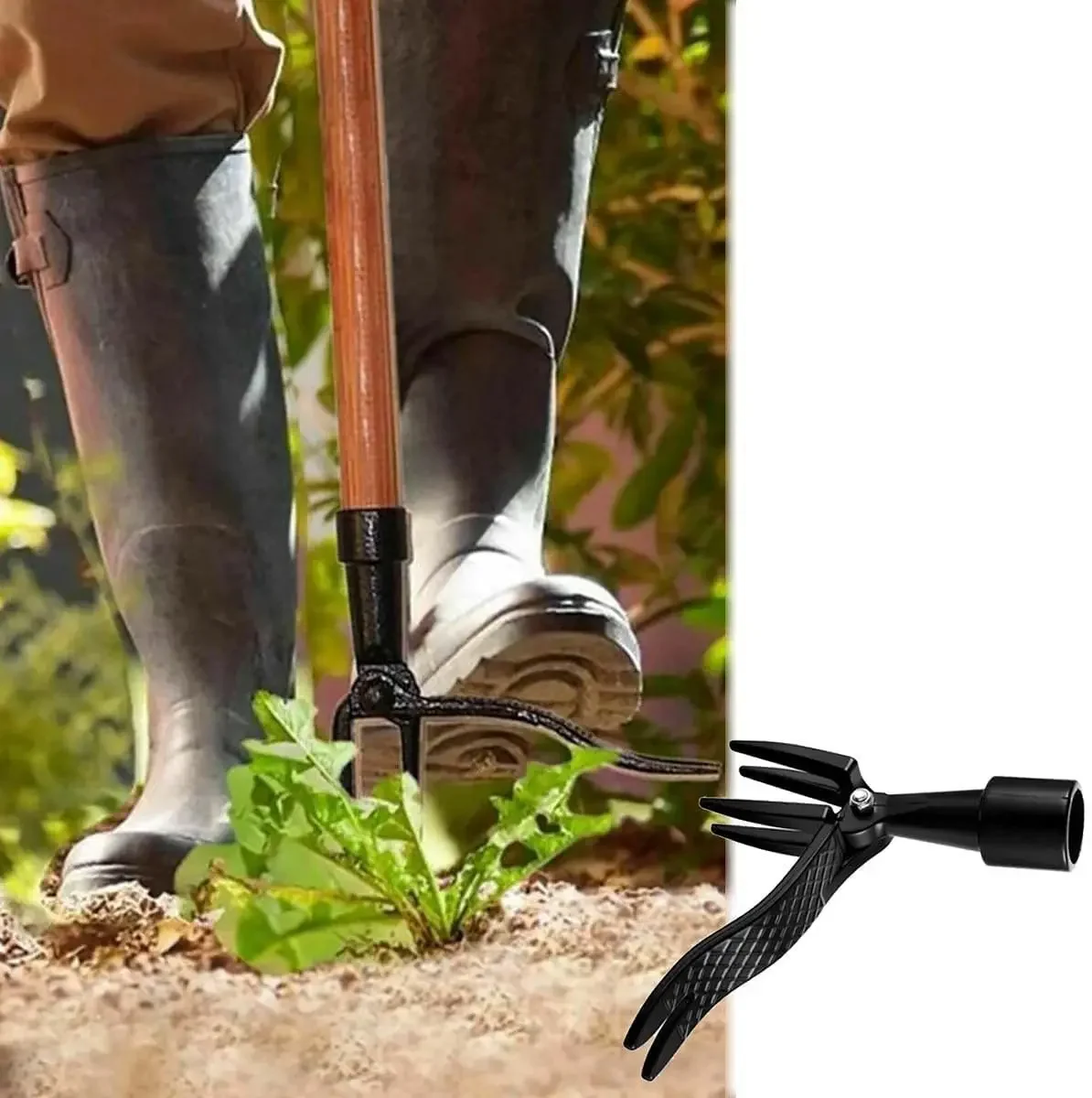 Weed remover, uprooter, manual non bending uprooter, shovel clamp