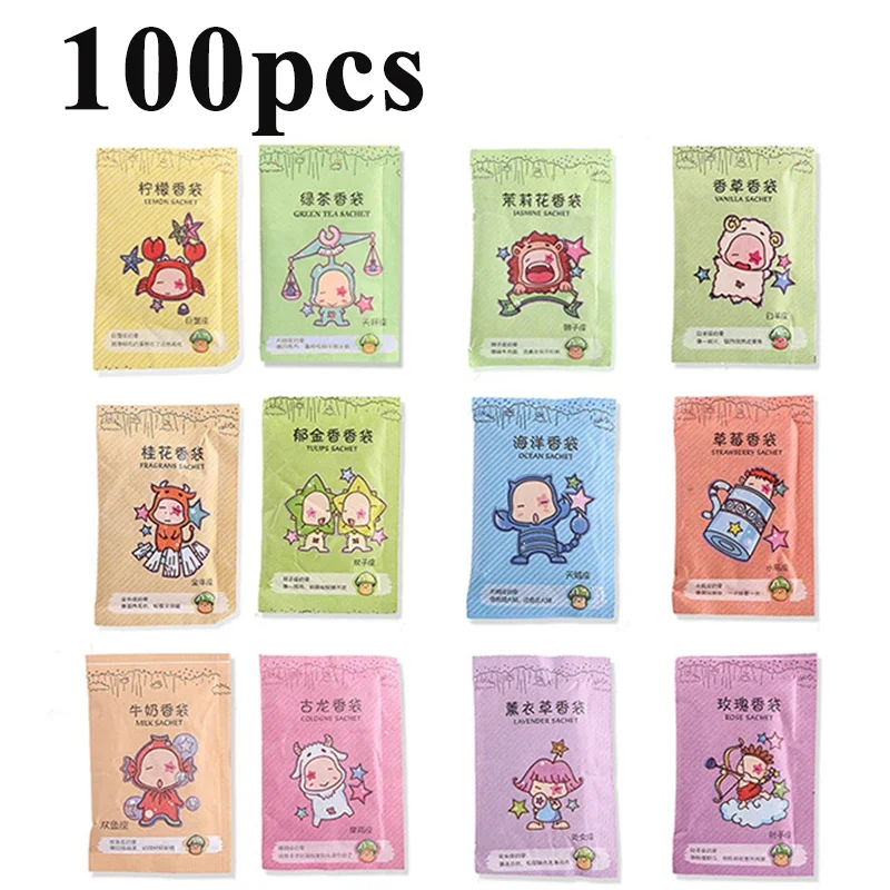 100Pcs Natural Smell Incense Bag Closet Sachet Fragrance Paper Pocket Paper Bag Sachet Constellation Sachet New Air Freshener