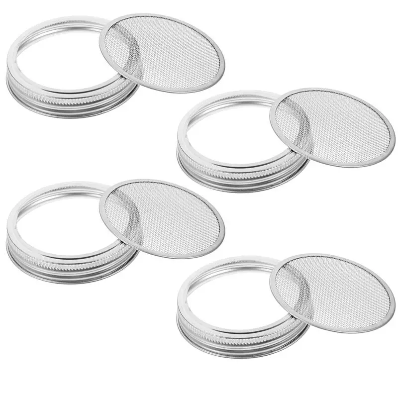 

4 Pcs Mason Jar Sprout Lids Mesh Strainer Sprouting Cans Cover Sprouting Jar Screens Stainless Steel Mason Tops mason jar lids