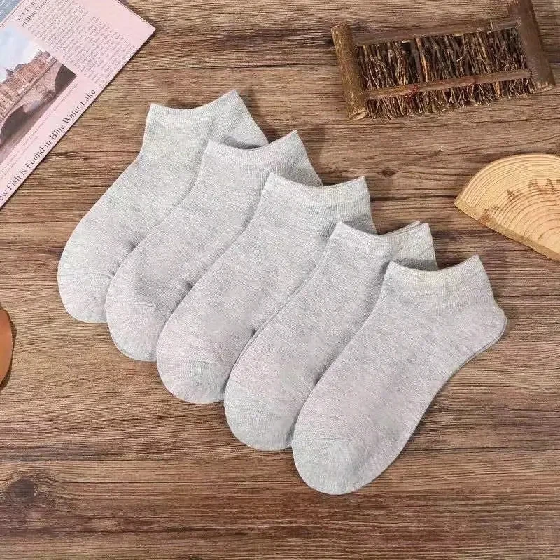 5/10 Pairs Men's  Boat Socks Business Sport Sweat Absorption Mature Summer Autumn Solid Color Non Pilling Versatile Ankle Socks
