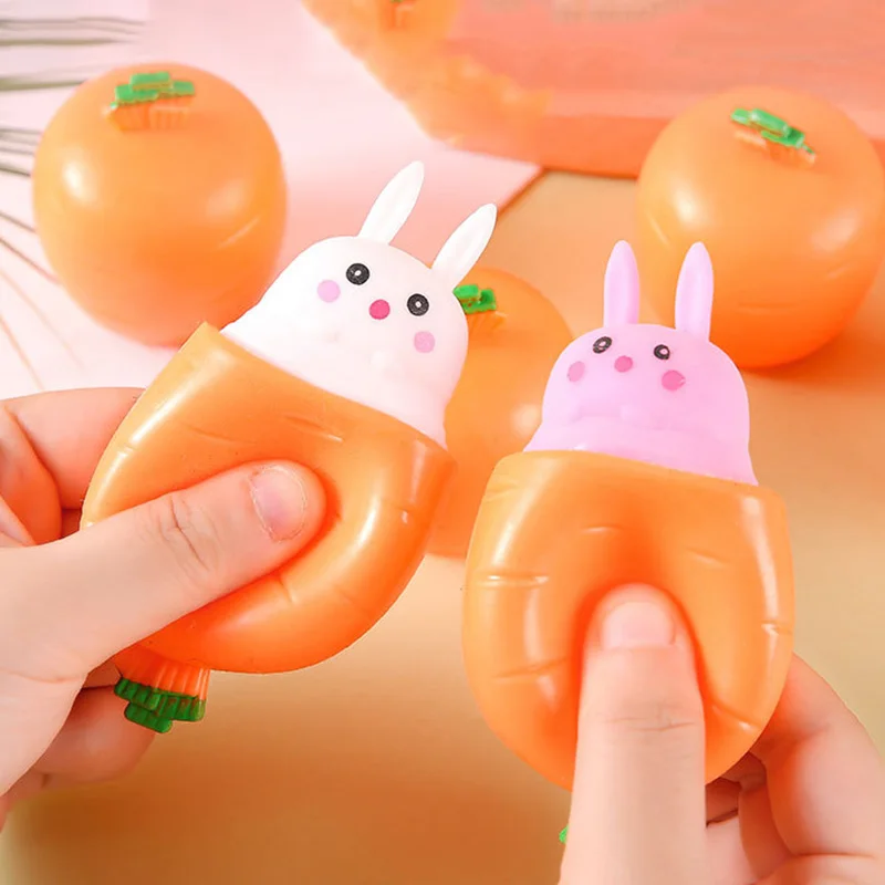 Funny Carrot Bunny Squeeze Toy Easter Boy Girl Gift Kids Birthday Favors School Gift Happy Easter Party Home Decoration Supplies