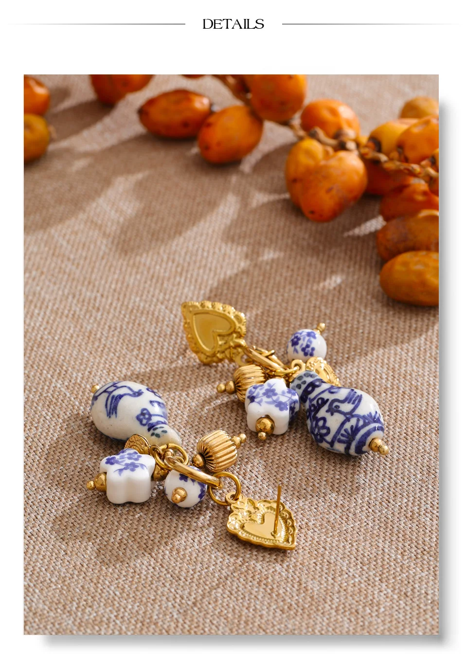 Yhpup Edelstahl-Keramik-Blumenherz-Ohrhänger 2026 Frankreich Sommer Handgefertigte Charms Wasserdichter Vintage-Schmuck Empfehlenswert – Detail 7