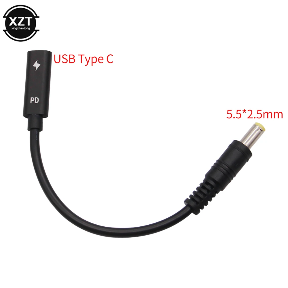 

USB 3.1 Type C Female to DC 5.5*2.5 mm Male Jack Charger Adapter PD Power Cable for Lenovo Asus Hp Dell Acer Toshiba Laptop
