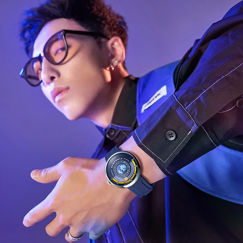Men's Sports Watch Unique Earth Pointer Design Silicone Strap Waterproof 5