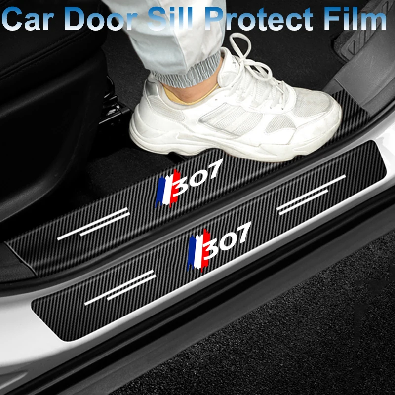 

Защитная полоса на порог двери автомобиля для Peugeot 307, лента с эмблемой порога против царапин, наклейки, водонепроницаемые наклейки, аксессуары