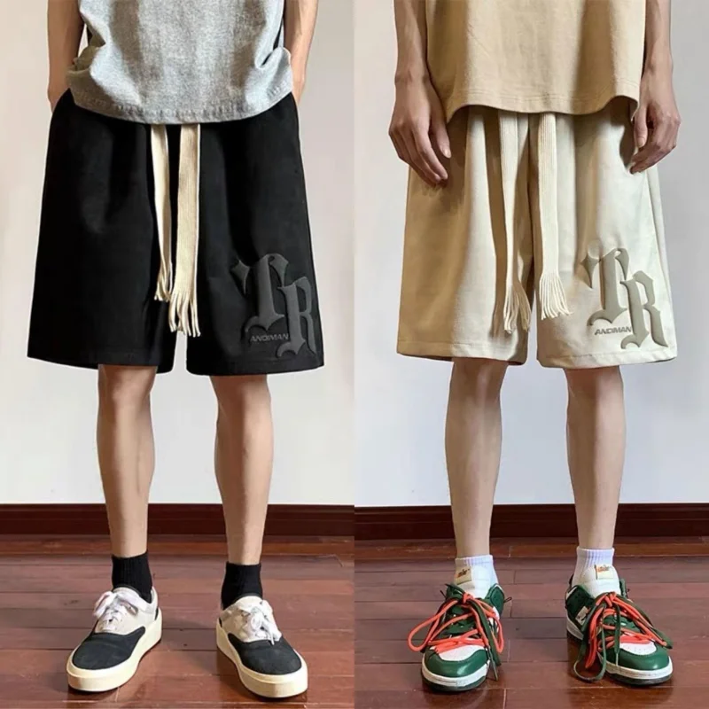 Fashion Printing Printing Men's Shorts Classic Waist Drawstring Street Casual Pockets Loose Trend All-match Male Short 2023