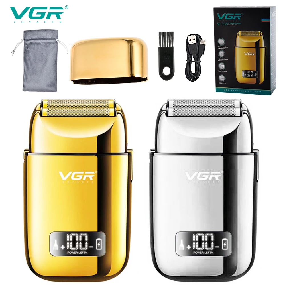 

VGR Face Shaver Electric Hair Trimmer Professional Shaving Machine Men 5-speed Adjustable Speed Metal Beard Shaver for Men V-338
