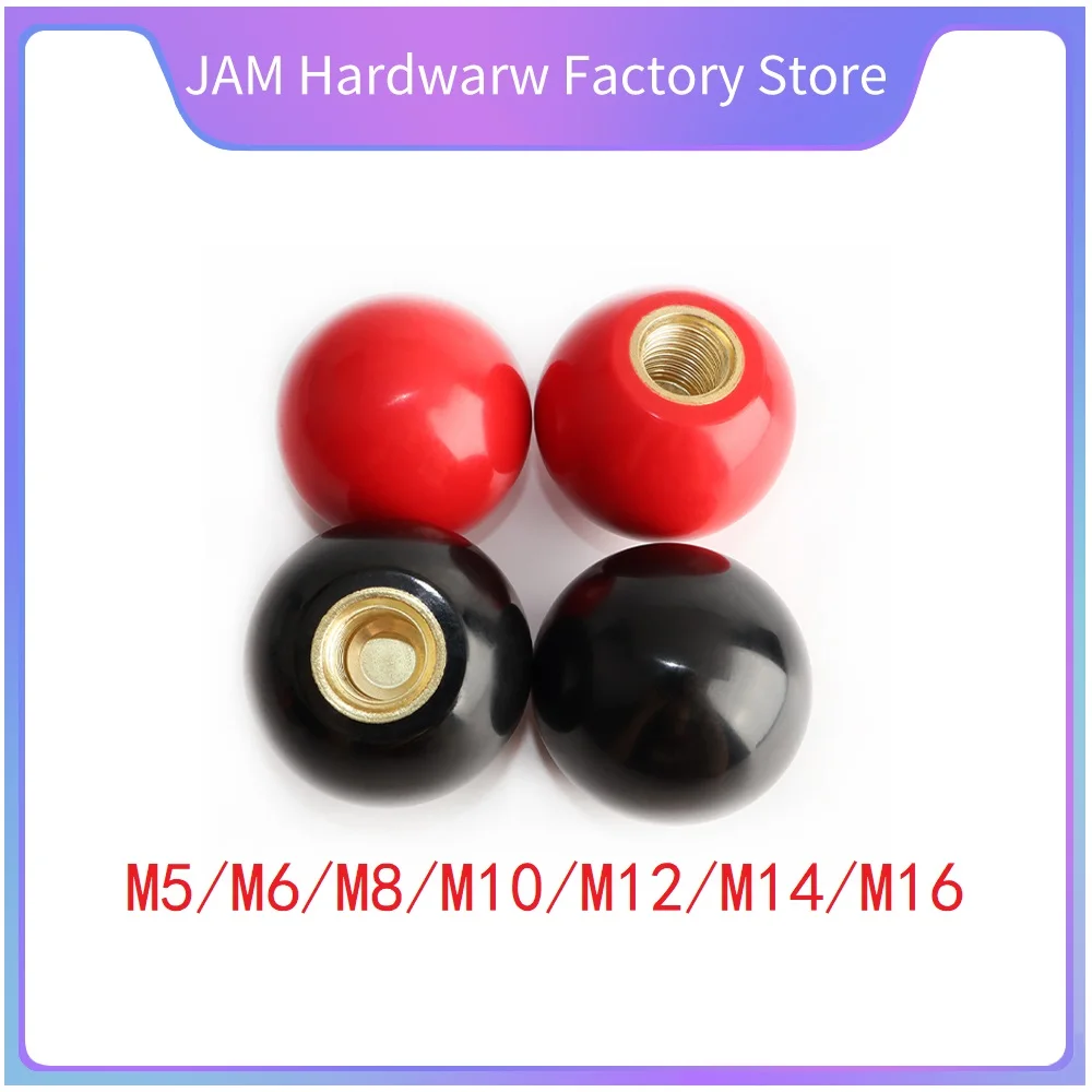 Furniture Knobs M4/M5/M6/M8/M10/M12/M16 Handle Ball Knob Machine Tool Replacement Round Handle Red Black Copper Phenolic Resin Ball