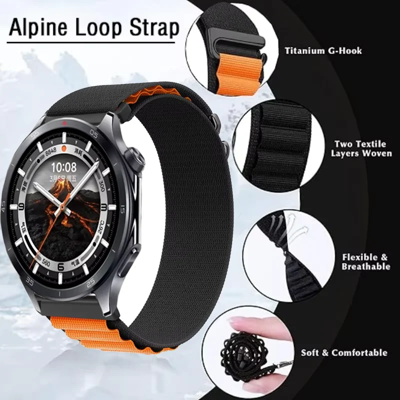 Alpine Nylon Loop Band - Sport Breathable Wristband, 20mm/22mm