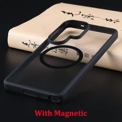 UGOjP Thin Transparent Magnetic Shockproof Phone Case - Clear Protective Cover - Galaxy S26 Plus (Black With Magnetic)