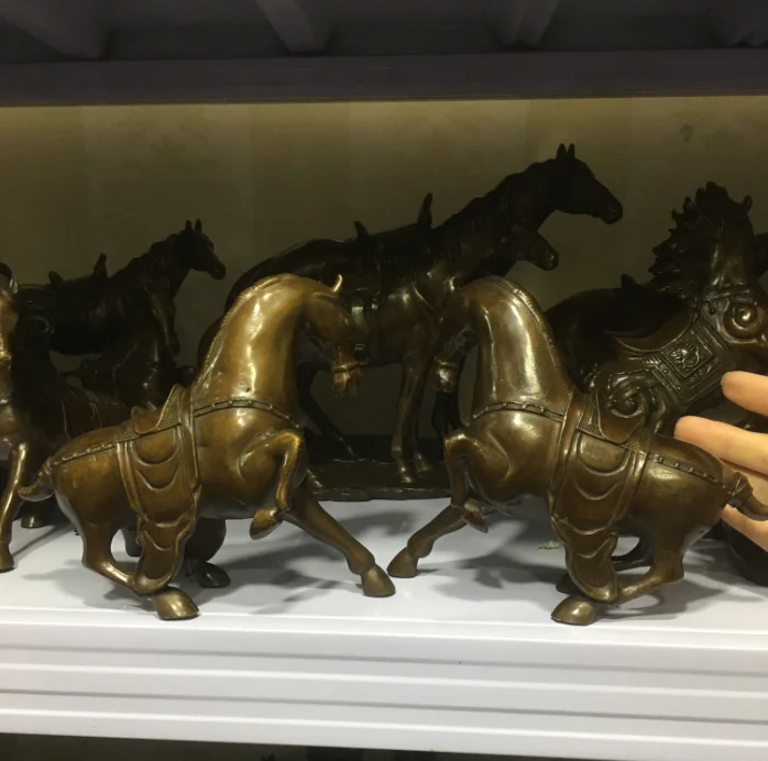 

A Pair Majestic Bronze Horse Statues 20CM Crafts And Home Decorations