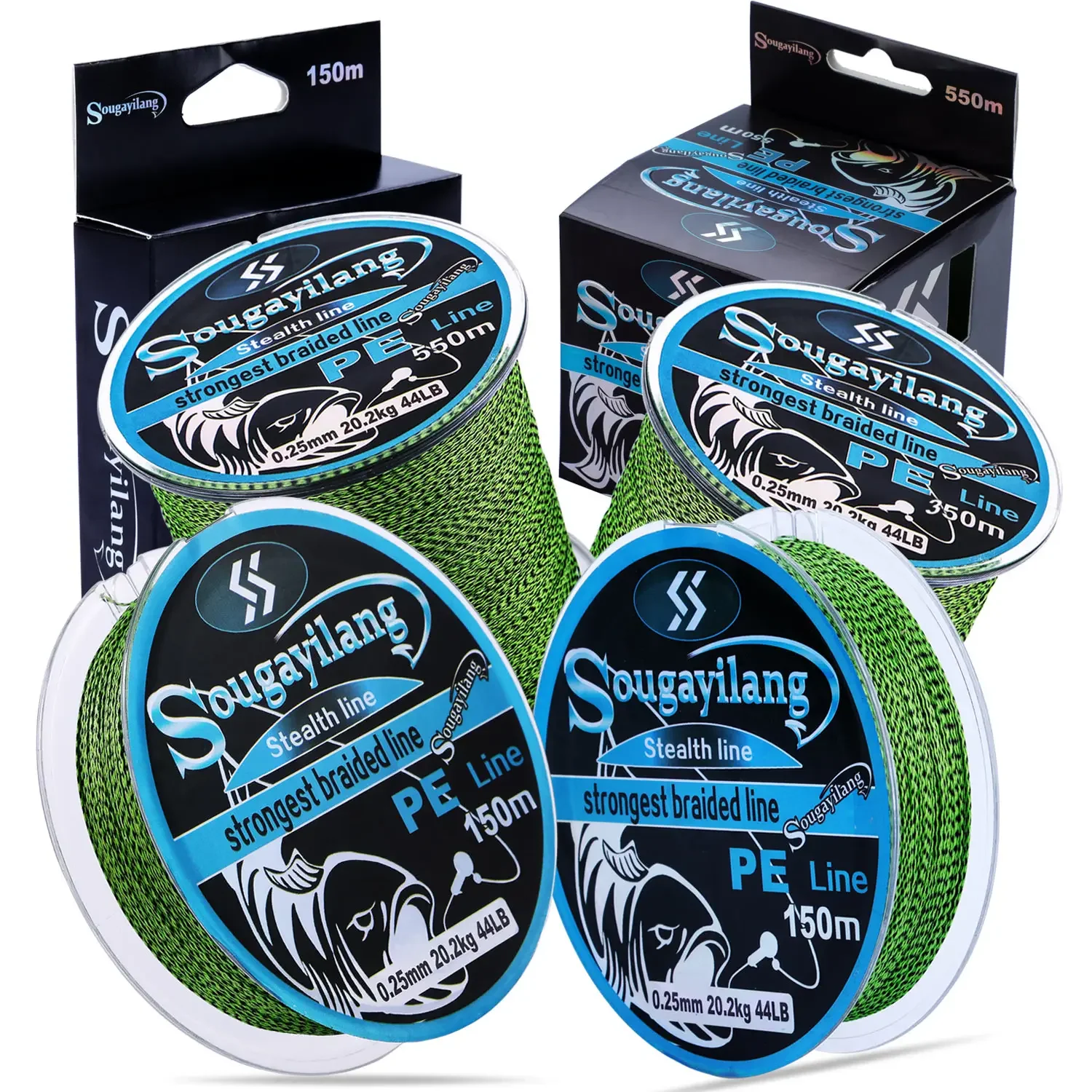 Fishing Line Sougayilang 150M 350 550M 4 Strands Speckled Braided Fish Line 20-78LB Smooth Durable Carp Fishing Ice Sea Cord 0.14-0.40mm