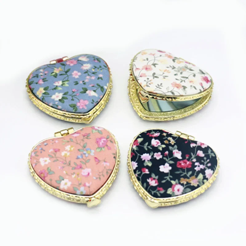 Pocket Floral Mirror Mini Makeup Compact Portable Two-side Folding Make Up Mirror for Women Vintage Cosmetic Gift