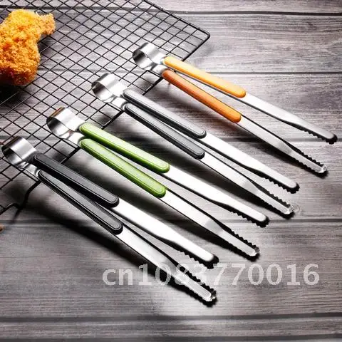 

Functional Non-Slip 26cm Stainless Steel Barbecue Clip Bread Steak Food Tongs Bbq Tools Kitchen Accessories